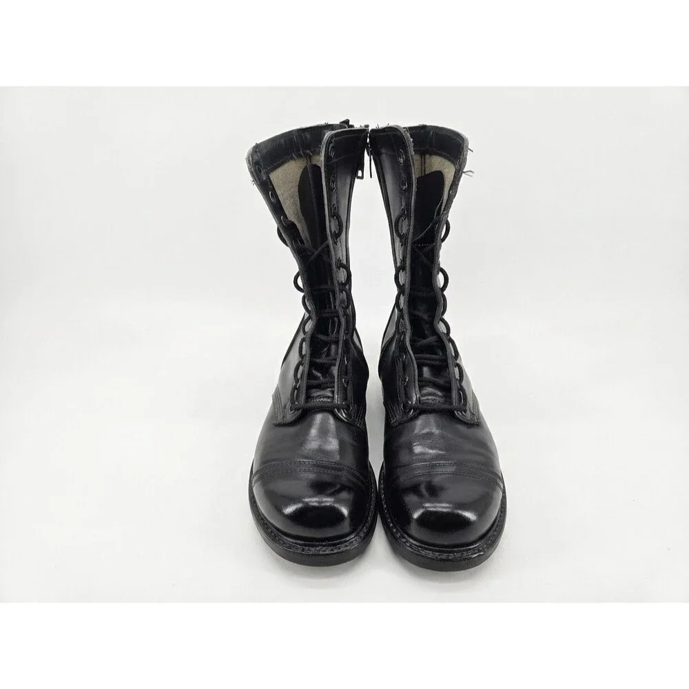 Vintage USA Carolina Men  Black Leather Military Paratrooper Jump Boots sz 8